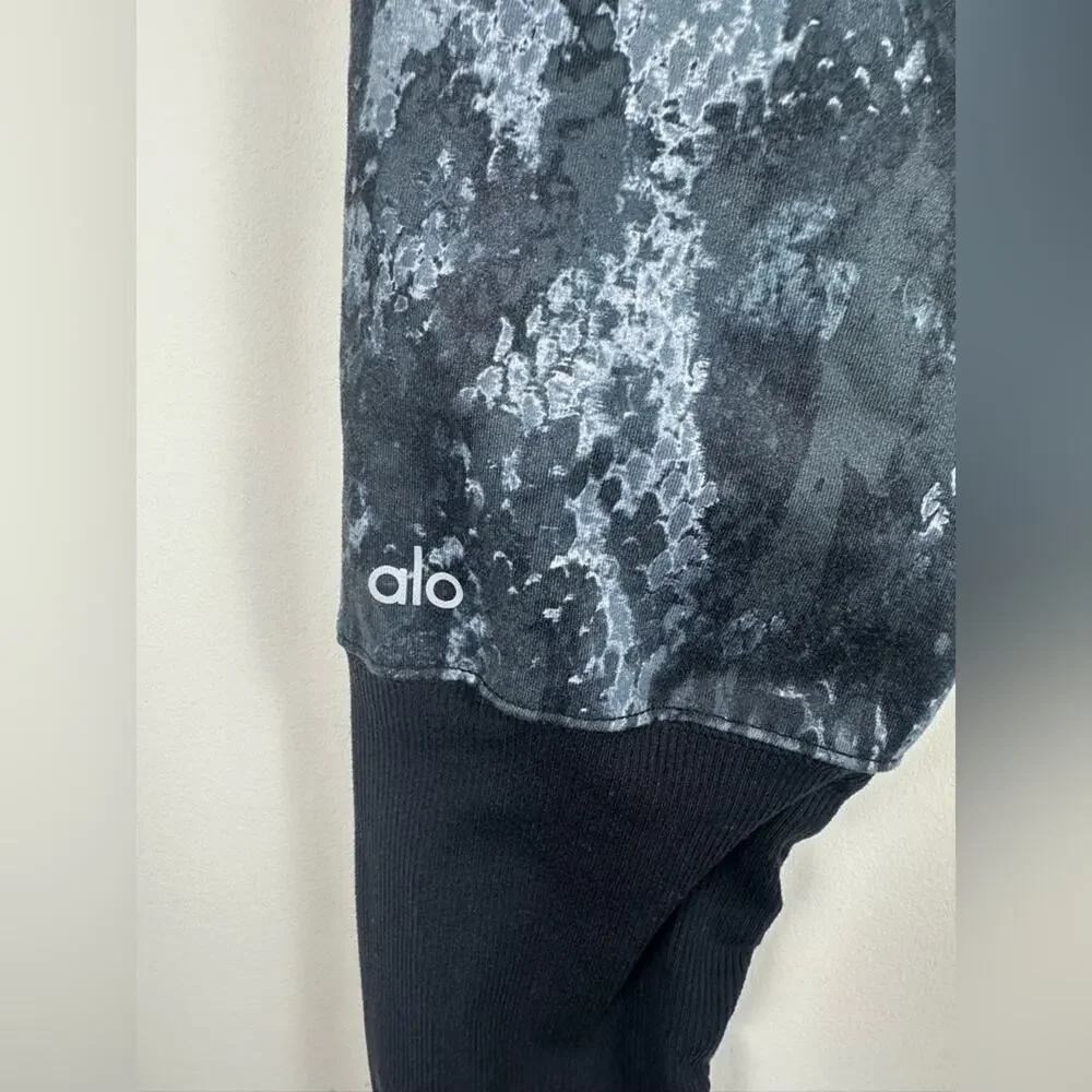 Alo Yoga Goddess Ribbed Leggings Size Small Black and Grey EUC
